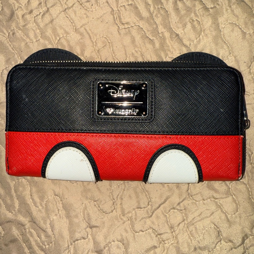 Loungefly Black Wallet with Red and Yellow Disney Print
